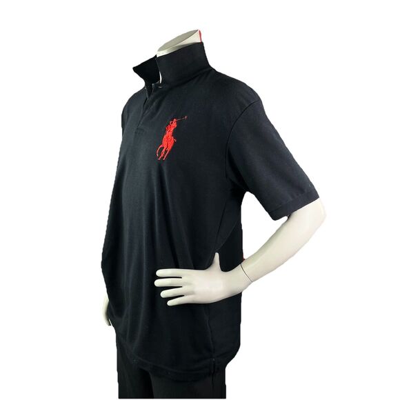 Vintage Polo Ralph Lauren Men XXL Red Big Pony #3 Black Short Sleeve Shirt - Picture 4 of 10